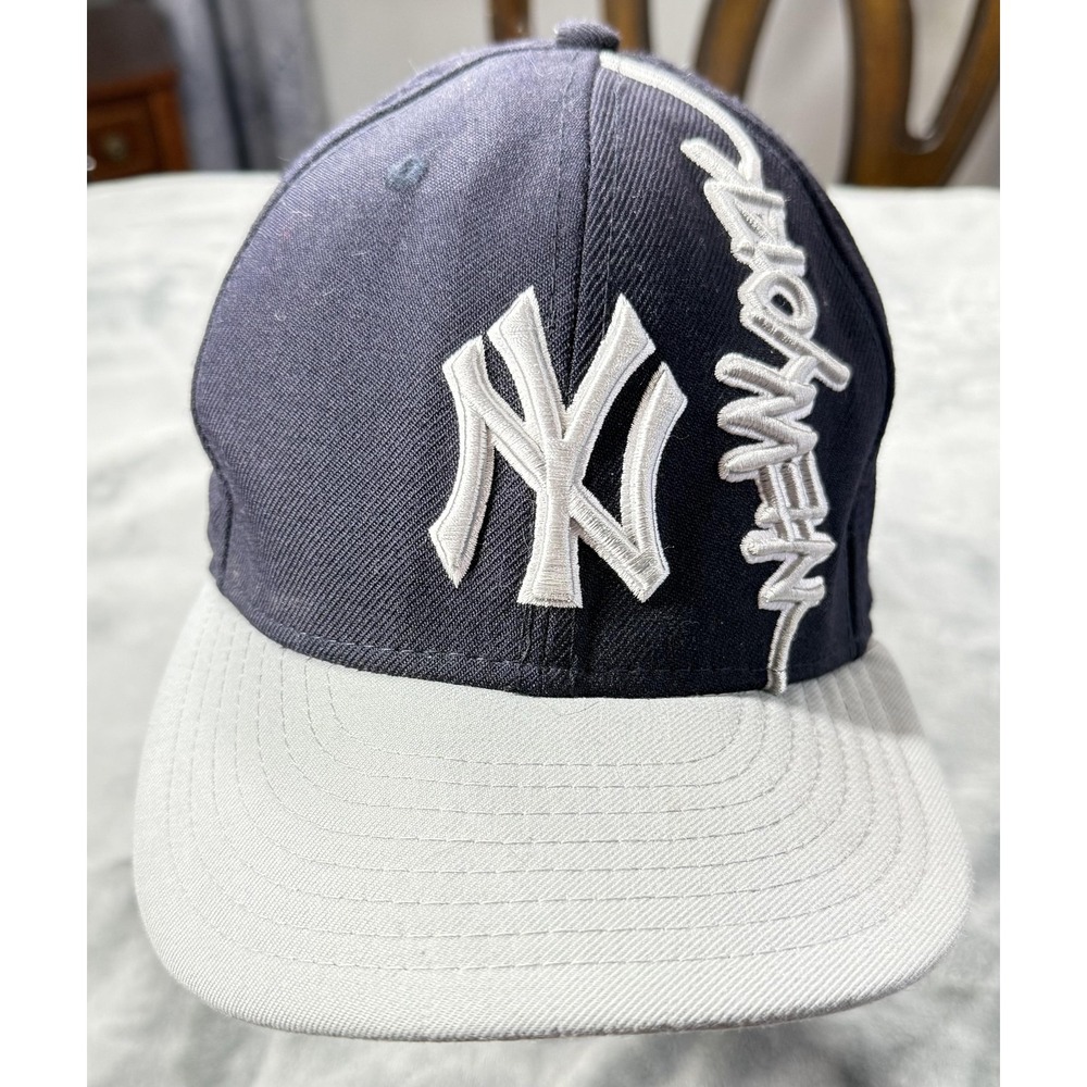 New York Yankees Hat Cap Fitted Mens 7 1/4 Navy Gray MLB New Era 59FIFTY